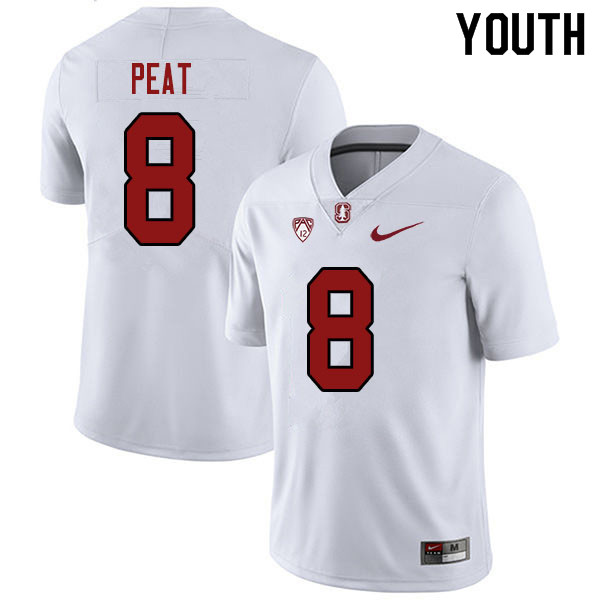 Youth #8 Nathaniel Peat Stanford Cardinal College Football Jerseys Sale-White - Click Image to Close